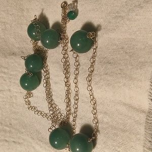 Necklace,925 silver chain,jade stones ,18 inches long